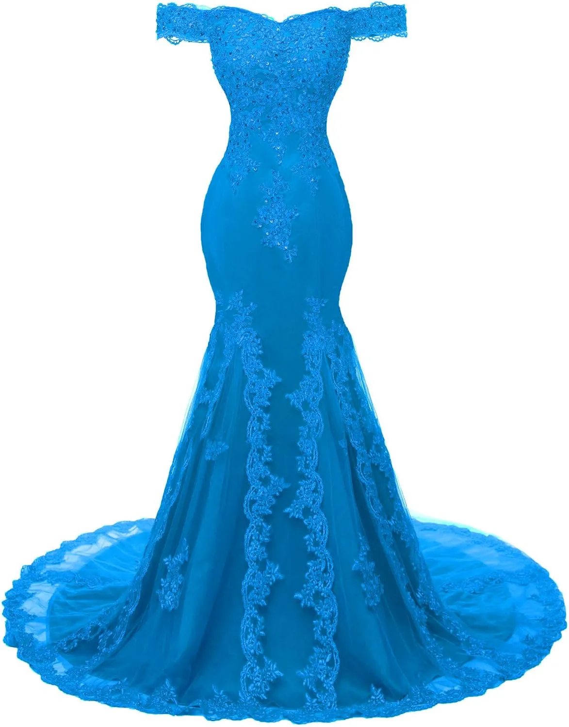 Off The Shoulder Mermaid Prom Dress Long Beaded Lace Evening Formal Gowns Wedding Dress