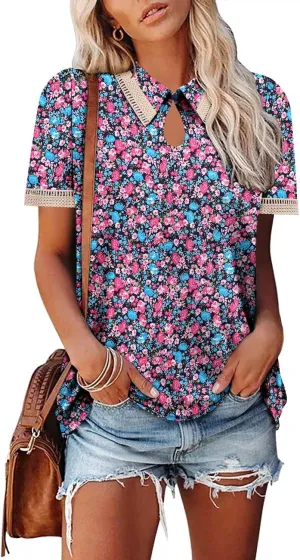 onlypuff Women's Polo Shirts Lapel Collar Short Sleeve Golf Blouse Summer Dressy Casual Tunic Tops
