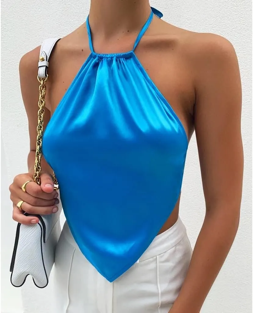 Opens Back Tops Women's Satin Camisole Party Lace-Up Tank Tops Camisole Wrap Tops Tank Tops