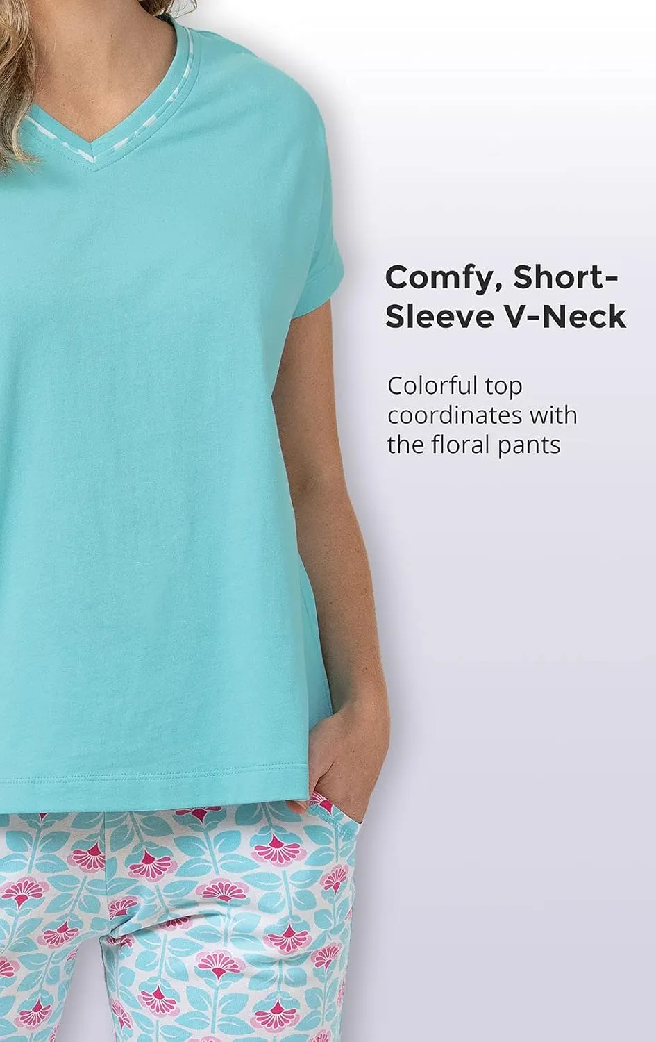 PajamaGram Jogger Pajama Set for Women Summer Cotton Pajamas for Women Cotton Pajamas Ladies Short Sleeve Jogger Set