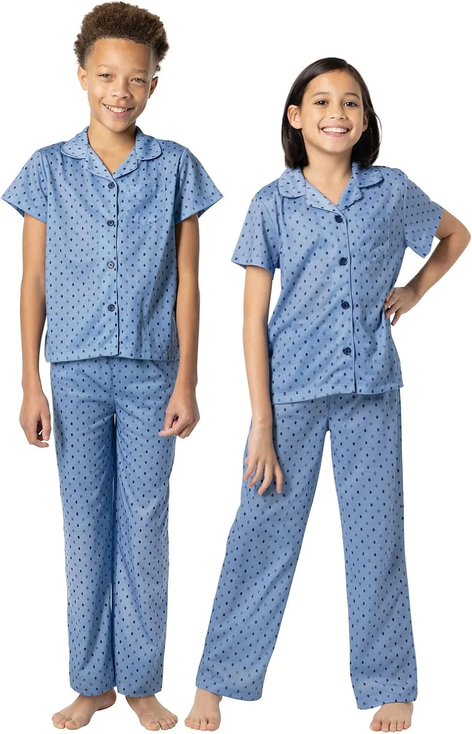 PajamaGram Pajamas for Kids - Kids Short Sleeve Button Down Pajamas with Pants