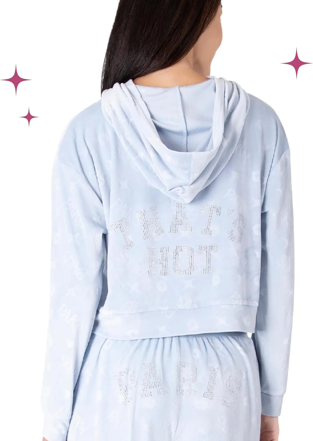Paris Hilton Tracksuit Women's Lounge Set Sweatsuit Embellished Velour Pullover Top and Pants Matching Set 2 Pieces