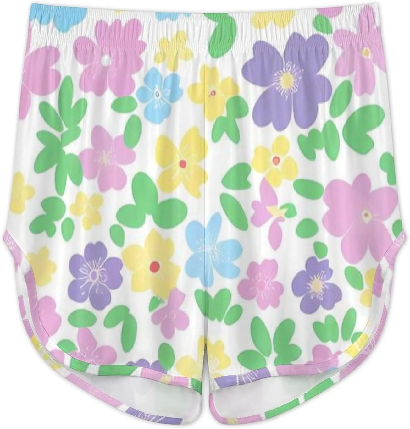 Pastel Floral Pattern Flowers Prints Pajamas for Women Set 2 Piece Pjs Silk Sleepwear Loungewear Sleeveless Top And Short