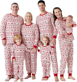 PATPAT Family Christmas Pjs Matching Sets Reindeer and Snowflake Patterned Sleepwear Xmas PJS Set for Couples and Kids