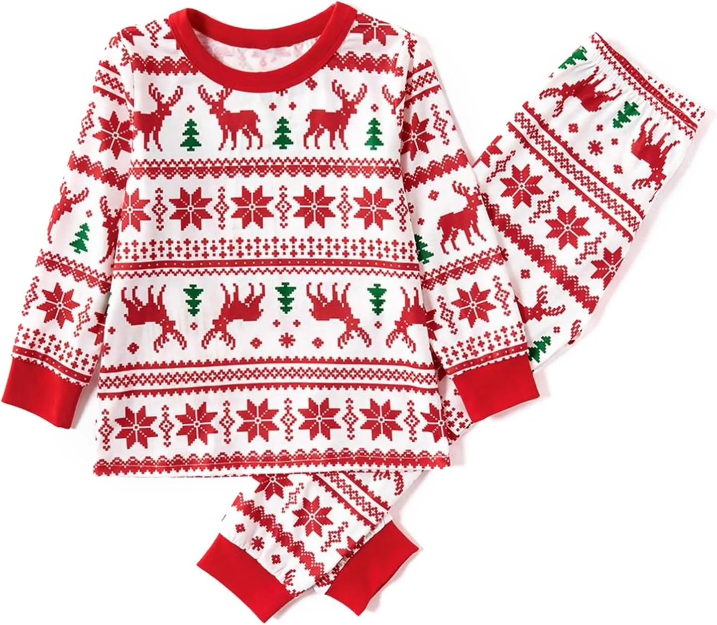 PATPAT Family Christmas Pjs Matching Sets Reindeer and Snowflake Patterned Sleepwear Xmas PJS Set for Couples and Kids