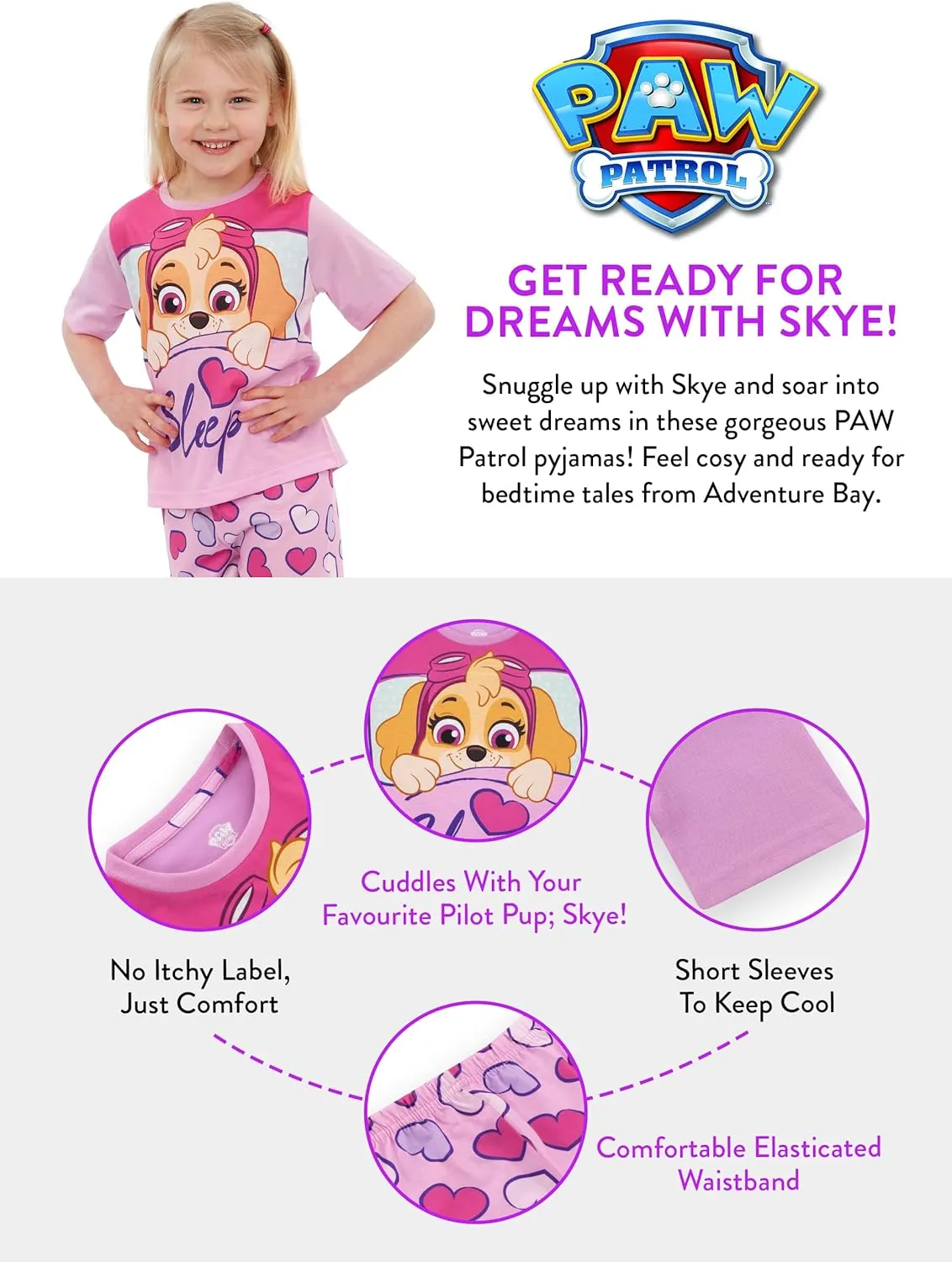 Paw Patrol Pajamas | Girls Short Pajamas | Skye Summer Pjs For Girls