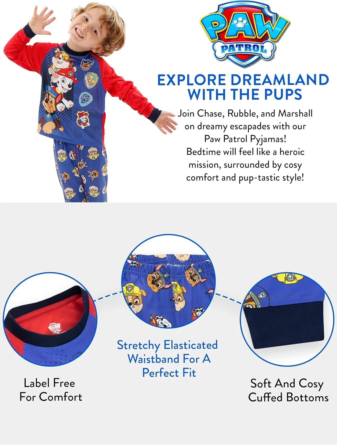 Paw Patrol Pajamas | Rubble, Marshall, Chase Pajama Set | Long Sleeve Boys Pajamas