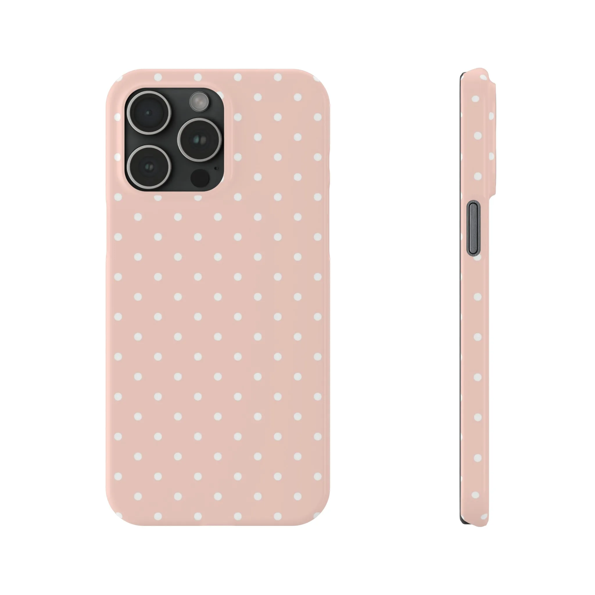 Pink background White Polka Dots Design Sleek Elegance Wireless-Charging Compatible Phone Case Slim Phone Case compatible with over 20 iphone models