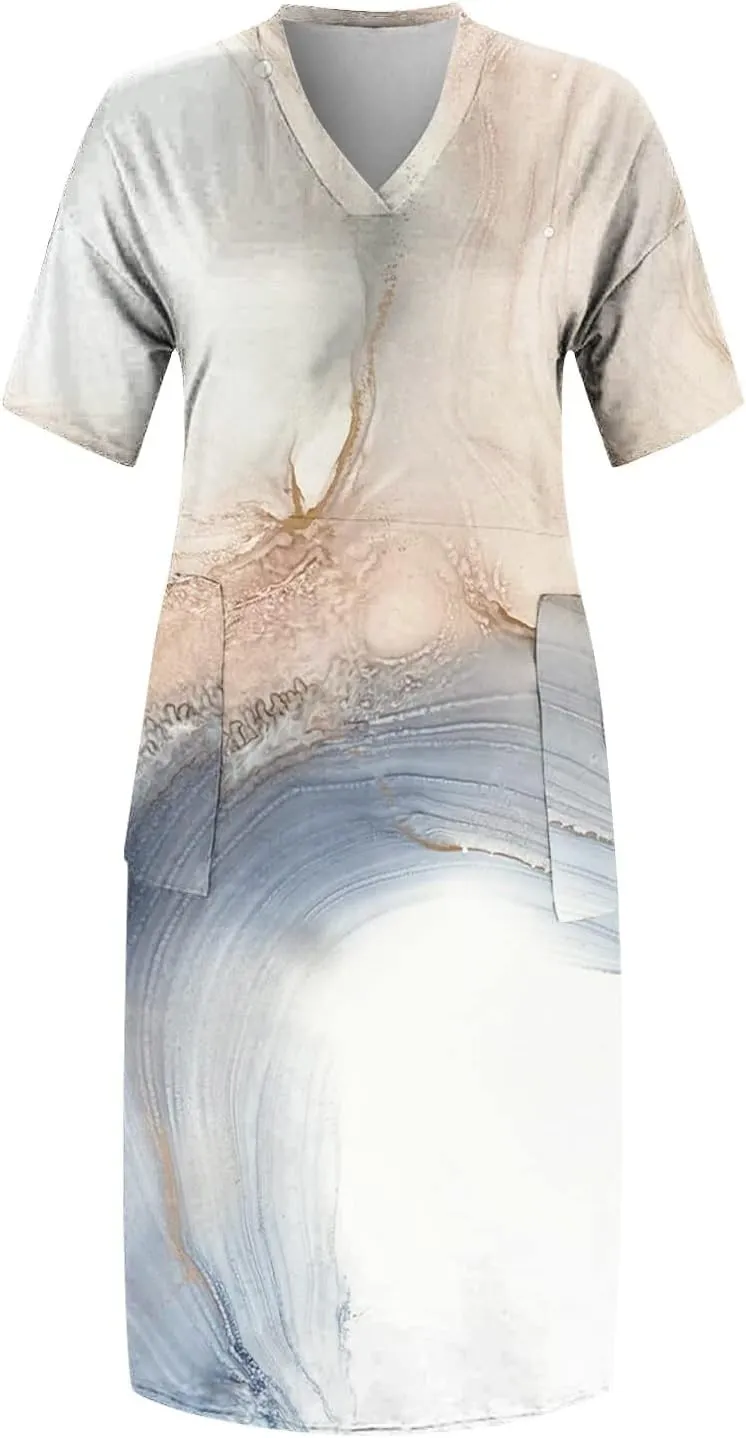 Plus Size Dresses for Curvy Women,2024 Summer Casual V Neck Short Sleeve T Shirt Dress with Pockets Daily Midi Dress
