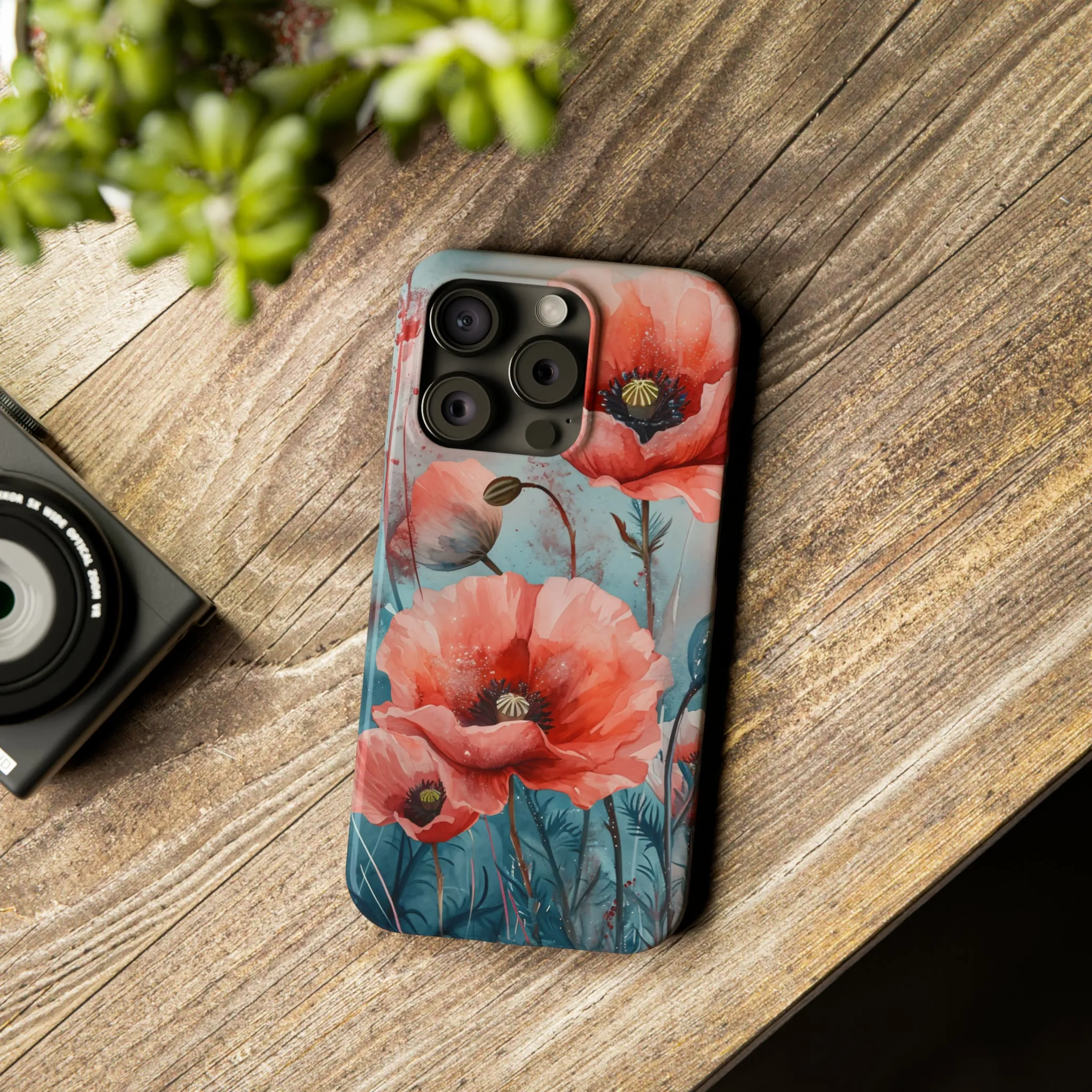 Poppy Flowers Design Sleek Elegance Wireless-Charging Compatible Phone Case Slim