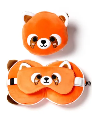 Relaxeazzz Red Panda Plush Travel Pillow & Eye Mask