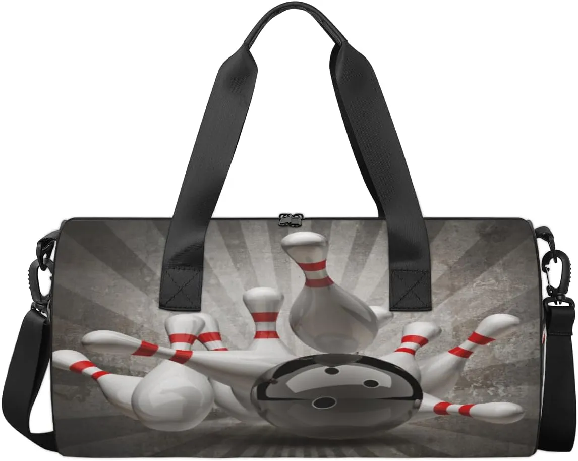 Retro Sport Bowling Balls Sports Duffel Bag, Gym Tote Bag Waterproof Weekender Travel Bag for Overnight Travel Luggage Workout Women Men