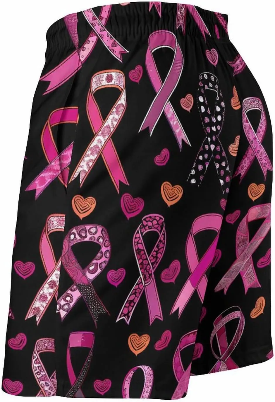 Ribbon Breast Cancer Awareness Men's Swim Trunks Quick Dry Board Shorts Breathable Summer Beach Shorts Bathing Suits