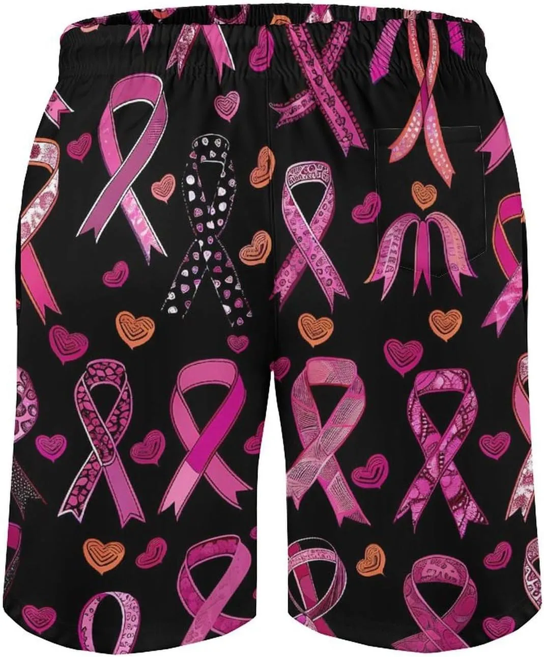 Ribbon Breast Cancer Awareness Men's Swim Trunks Quick Dry Board Shorts Breathable Summer Beach Shorts Bathing Suits