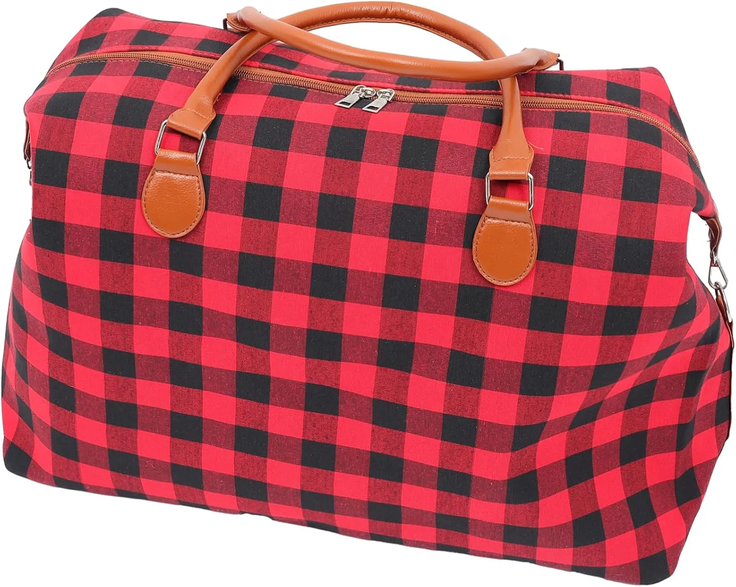 SAFIGLE Travel Tote Bag Large Plaid Bag Shopping Storage Canvas for Business Sports Outdoor Activities