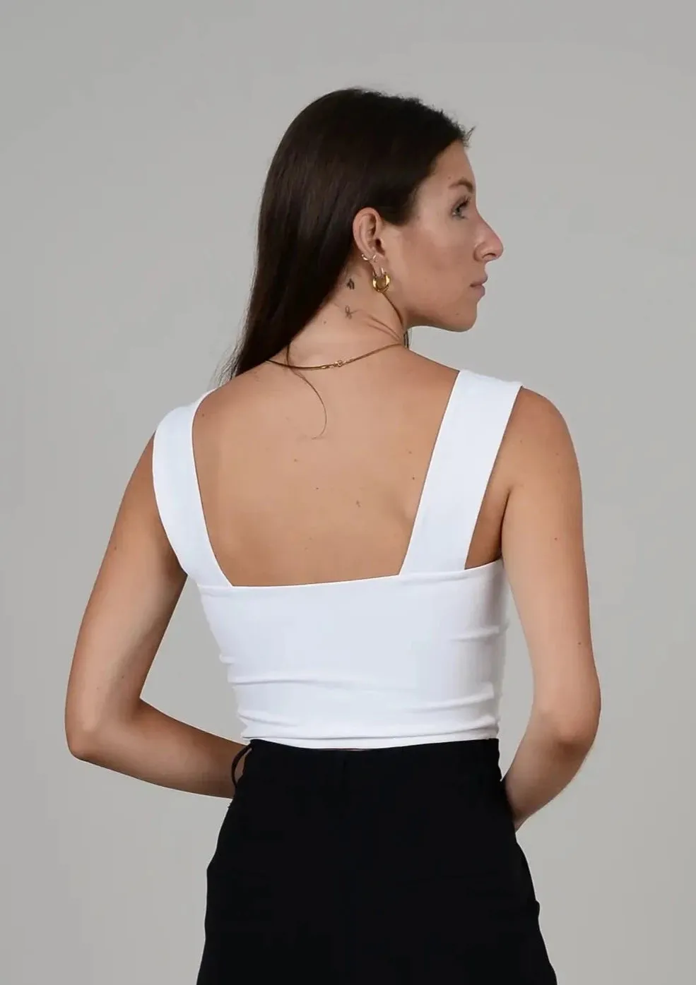 Second Skin Clare Wide Strap Tank Top | White