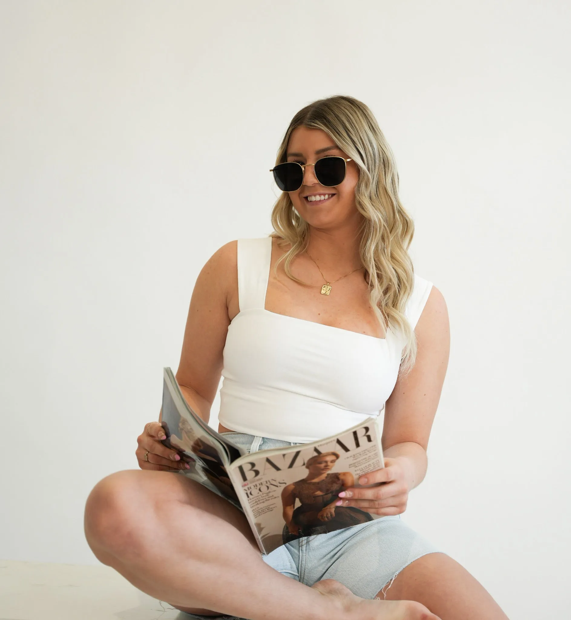 Second Skin Clare Wide Strap Tank Top | White