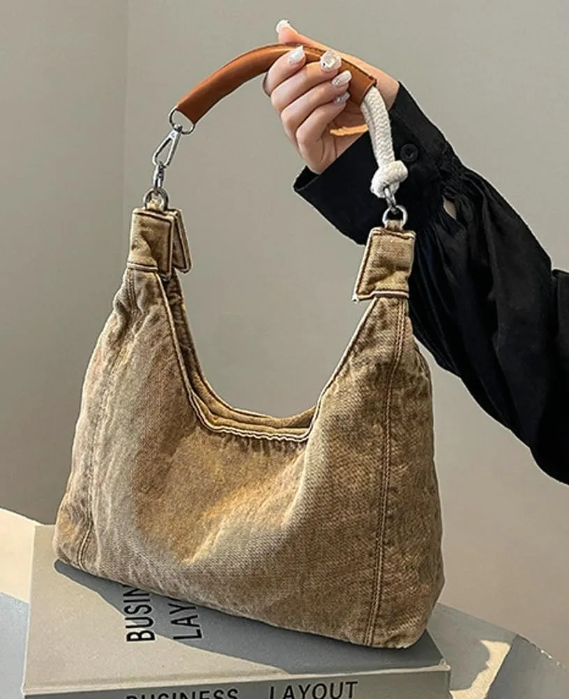 Simple Shoulder Bag For Women Trendy Denim Purse Y2K Womens Tote Bag Slouchy Hobo Purse Work Handbag Lightweight 2025