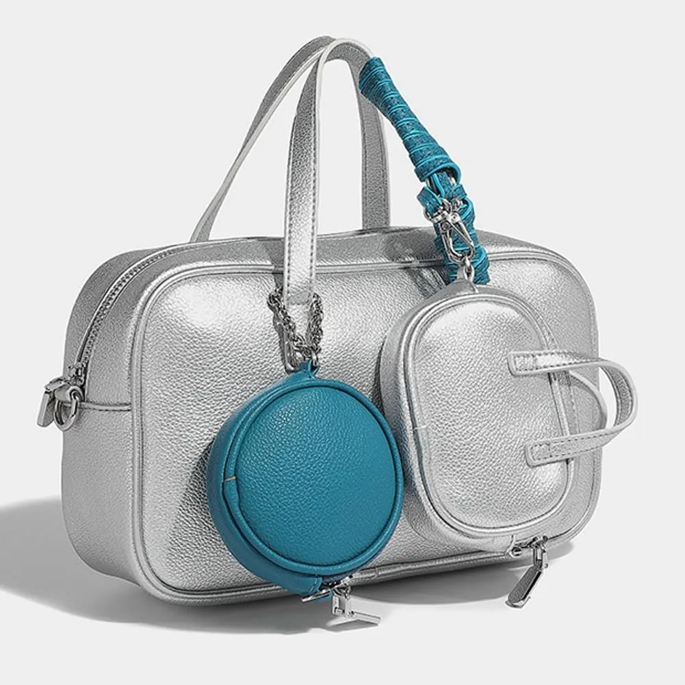 Small Vegan Leather Purse for Women Vintage Boston Bags Shoulder Crossbody Purse Ladies Y2k Satchel Handbag 3pcs