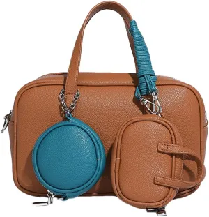 Small Vegan Leather Purse for Women Vintage Boston Bags Shoulder Crossbody Purse Ladies Y2k Satchel Handbag 3pcs