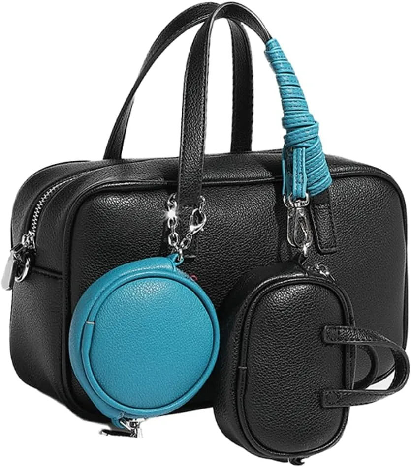 Small Vegan Leather Purse for Women Vintage Boston Bags Shoulder Crossbody Purse Ladies Y2k Satchel Handbag 3pcs