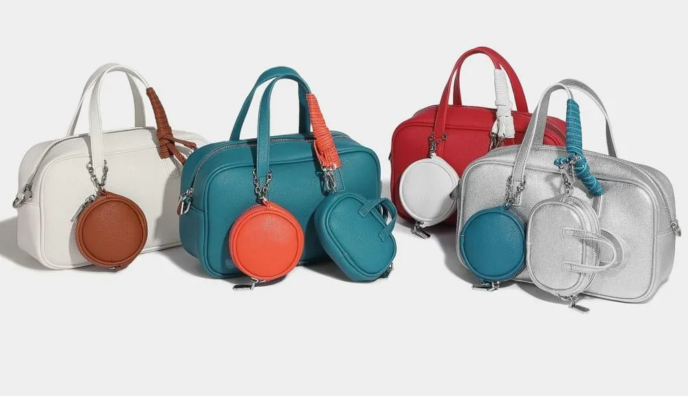 Small Vegan Leather Purse for Women Vintage Boston Bags Shoulder Crossbody Purse Ladies Y2k Satchel Handbag 3pcs