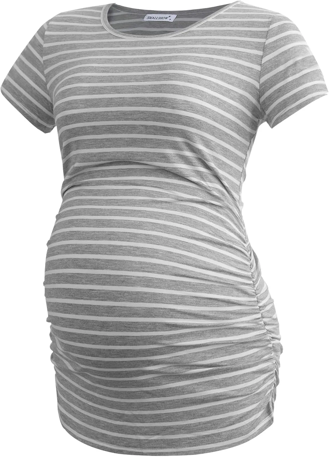 Smallshow Women's 4 Pack Maternity Shirts Short Sleeve Pregnancy Tops Clothes