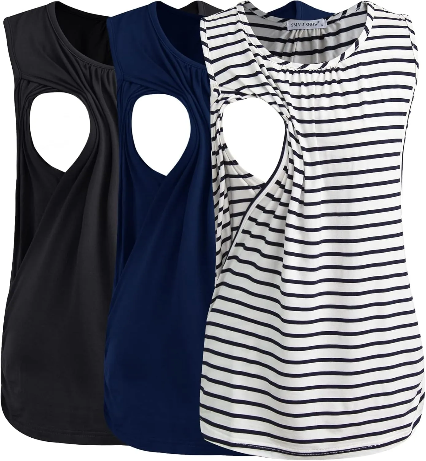 Smallshow Women's Maternity Nursing Tank Tops Breastfeeding Clothes 3-Pack