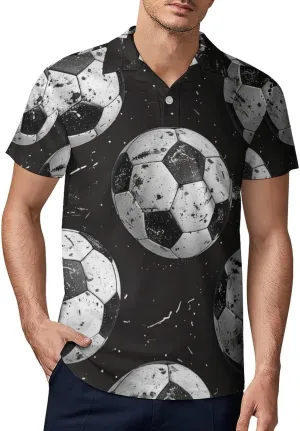 Soccer Balls Men's Short Sleeve Polo Shirts Regular-Fit Quick-Dry Casual Golf T-Shirts Summer Pullover Tennis T-Shirt Tops
