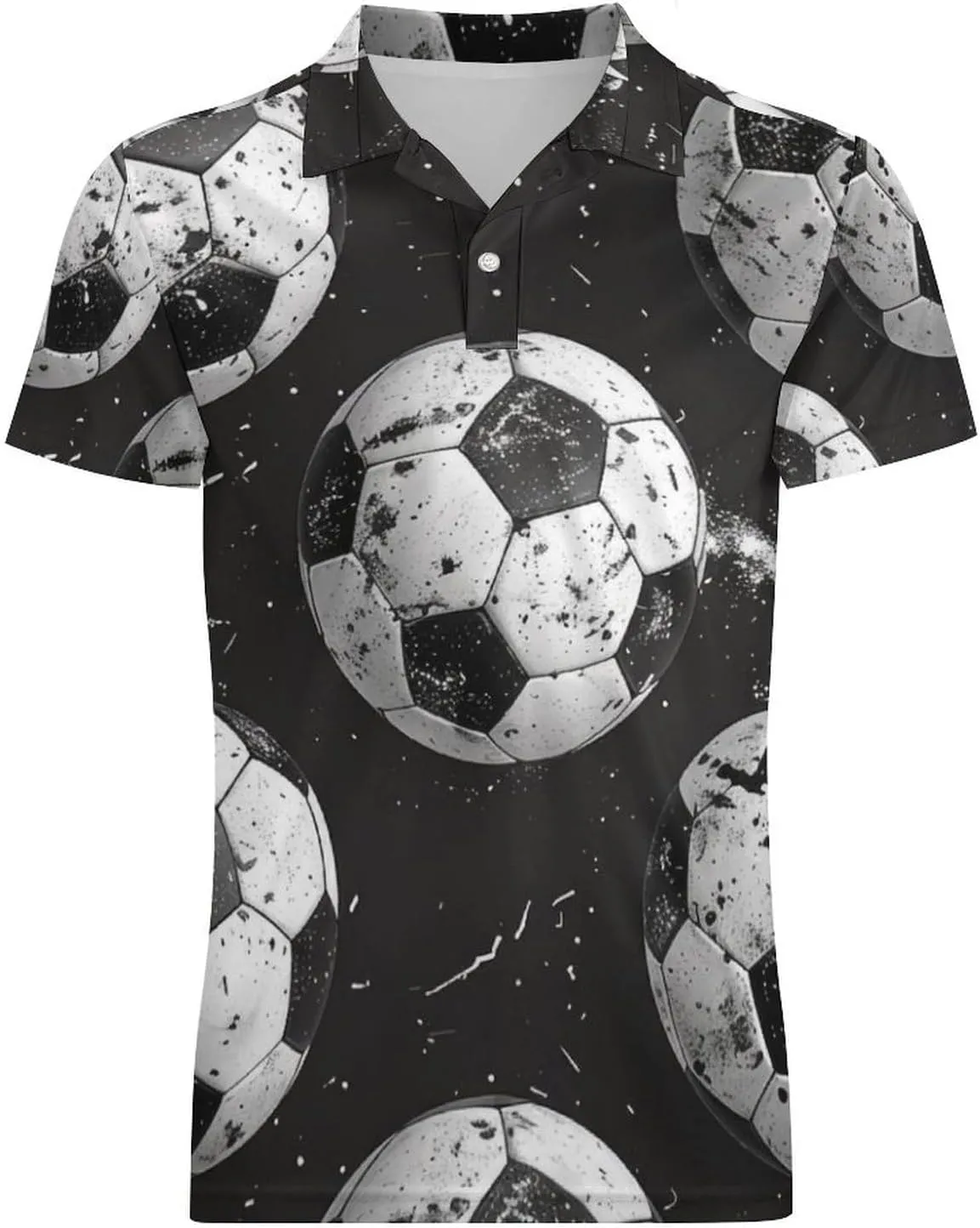 Soccer Balls Men's Short Sleeve Polo Shirts Regular-Fit Quick-Dry Casual Golf T-Shirts Summer Pullover Tennis T-Shirt Tops