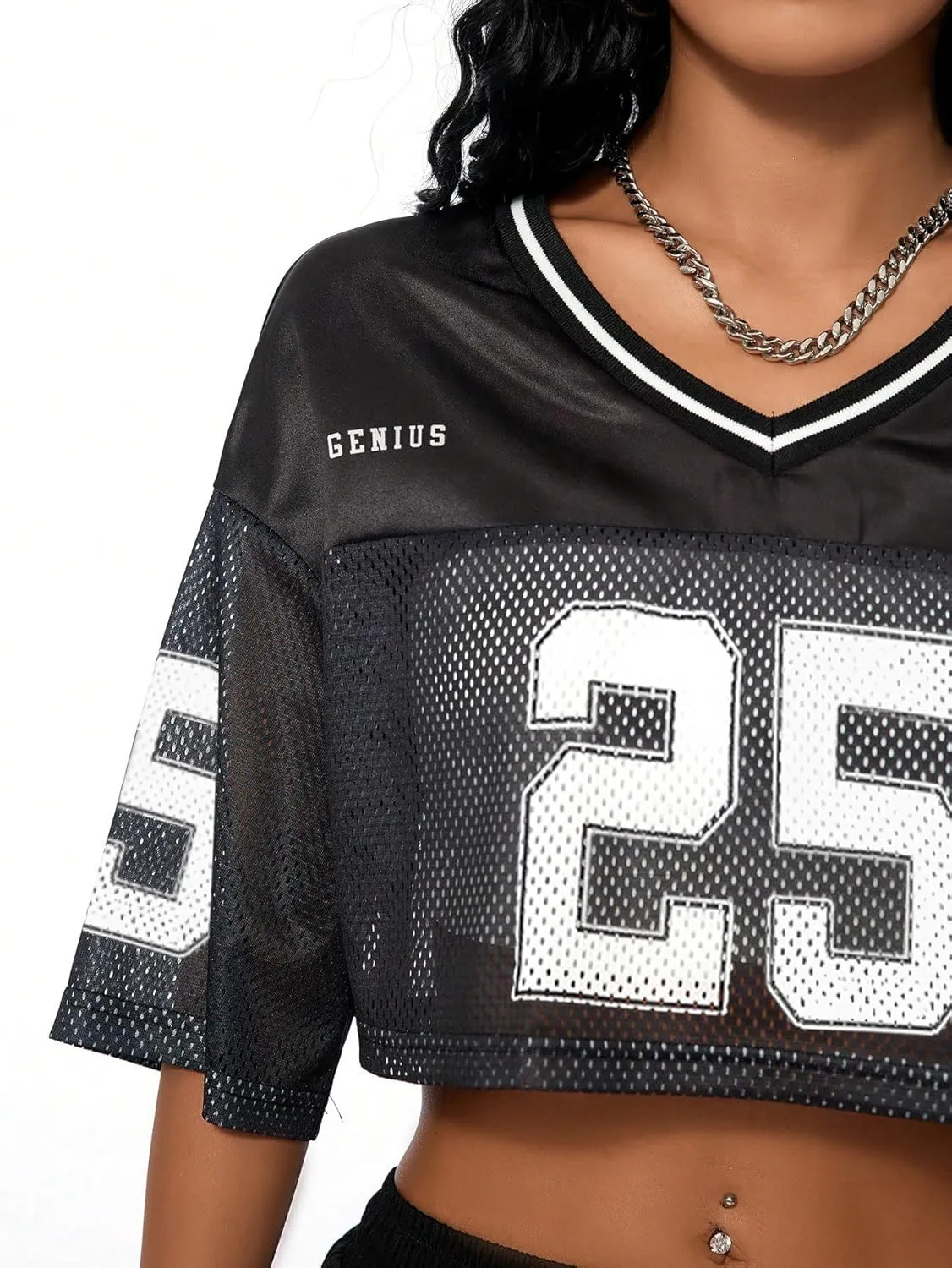 SOLY HUX Jersey Shirts for Women Y2k Crop Tops Streetwear Sportswear Short Sleeve T-Shirt Cute Football Jersey Top