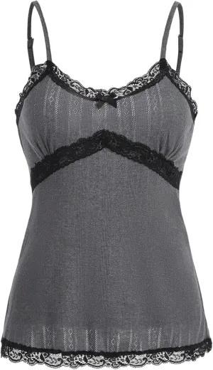 SOLY HUX Women's Lace Trim Spaghetti Strap Cami Tops Casual Summer Camisole