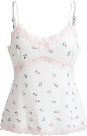SOLY HUX Women's Lace Trim Spaghetti Strap Cami Tops Casual Summer Camisole