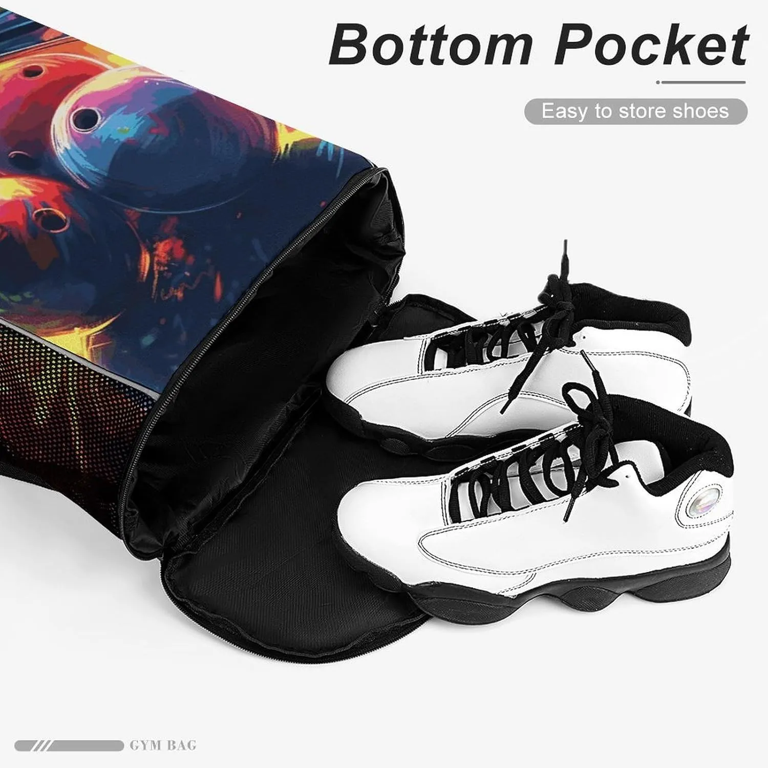 Sports Drawstring Backpack Lightweight Small Gym Bag Bowling Balls Gym Sackpack for Women Men