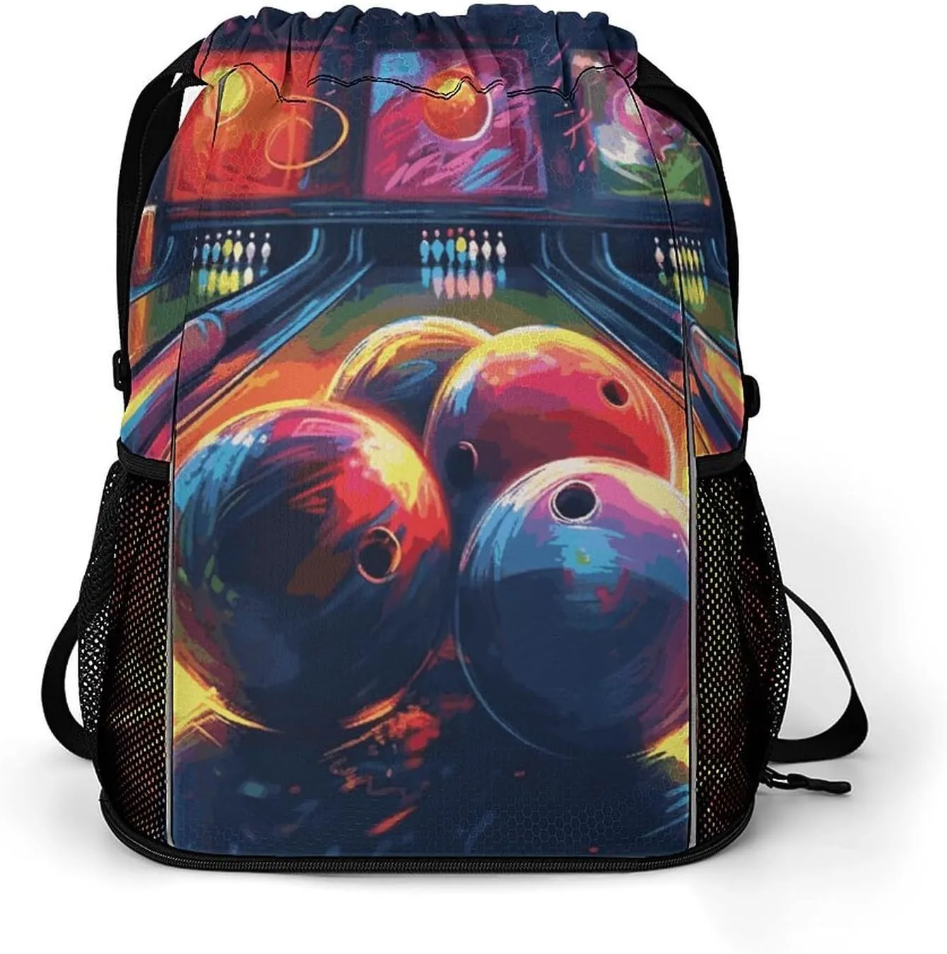 Sports Drawstring Backpack Lightweight Small Gym Bag Bowling Balls Gym Sackpack for Women Men