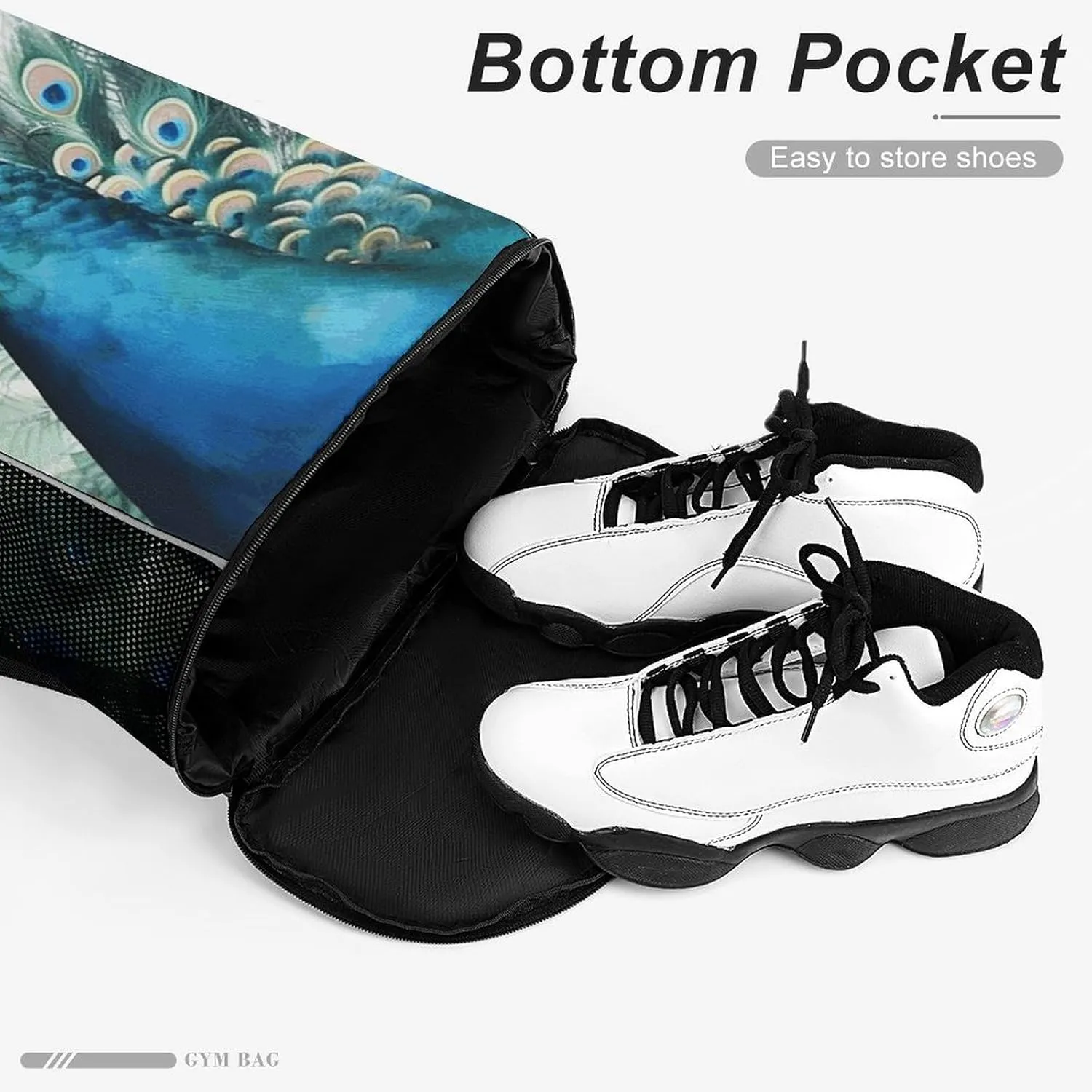 Sports Drawstring Backpack Lightweight Small Gym Bag Cute Peacock Gym Sackpack for Women Men