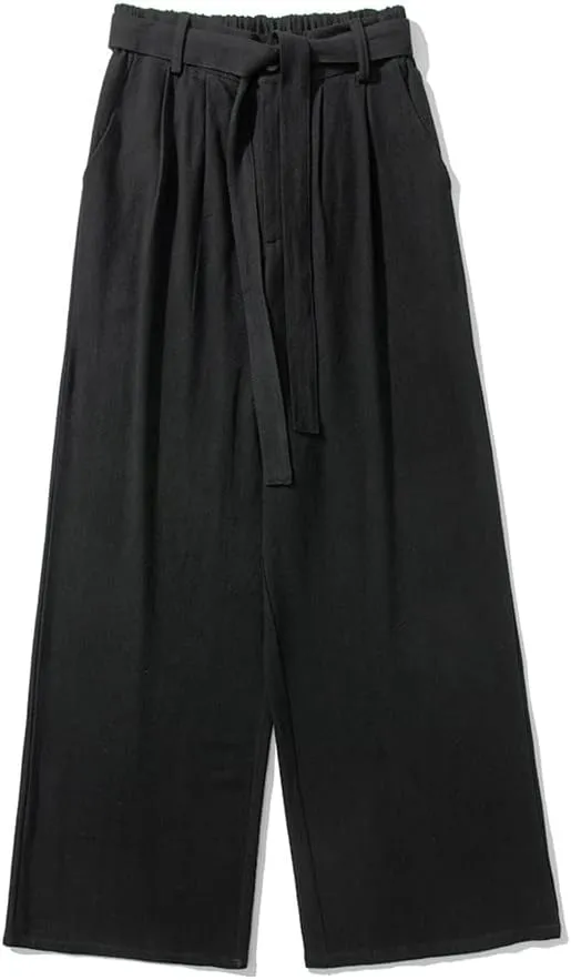 Spring Summer Men Cotton Linen Wide Leg Pants Chinese Style Vintage Harem Pants Casual Solid Color
