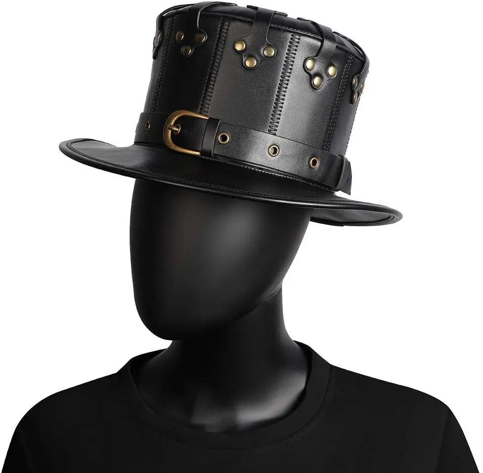Steampunk Leather Hat Plague Doctor Black Cap Carnaval Festivals Party Halloween