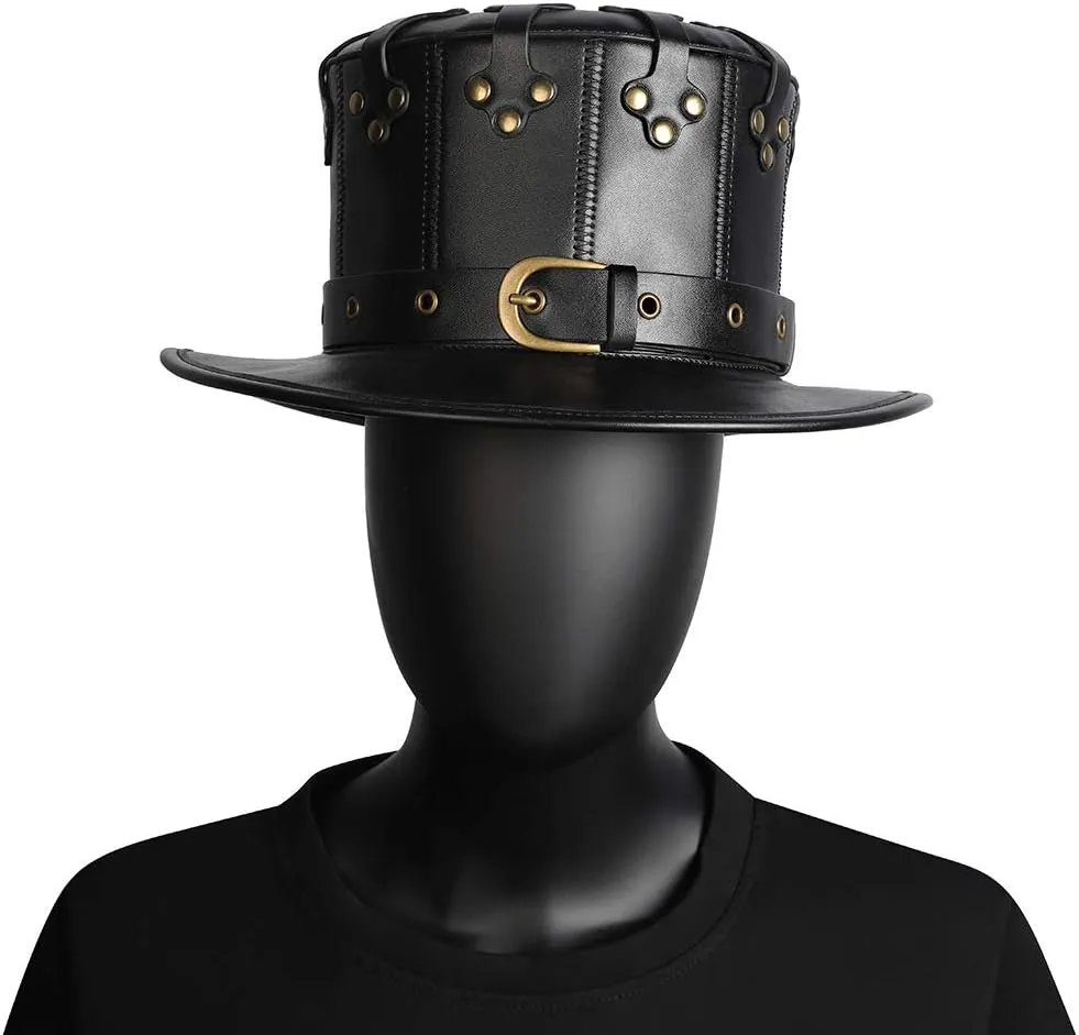 Steampunk Leather Hat Plague Doctor Black Cap Carnaval Festivals Party Halloween