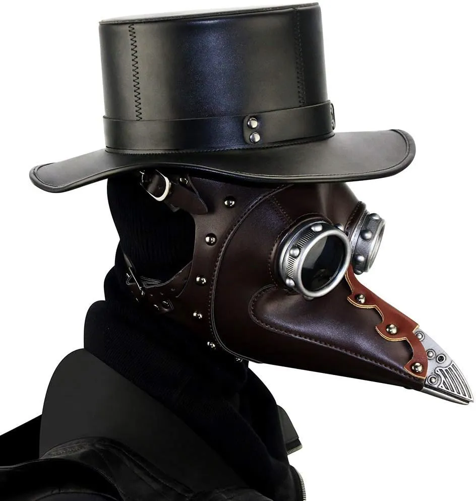 Steampunk Leather Hat Plague Doctor Black Cap Carnaval Festivals Party Halloween