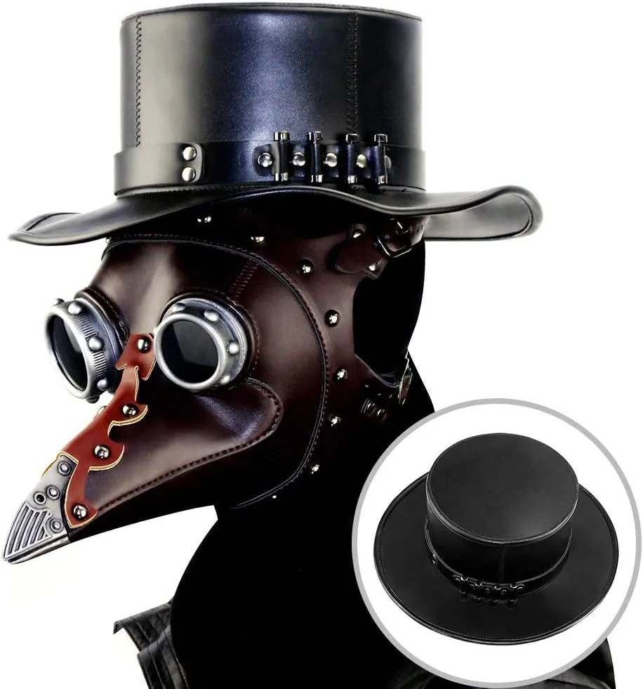 Steampunk Leather Hat Plague Doctor Black Cap Carnaval Festivals Party Halloween