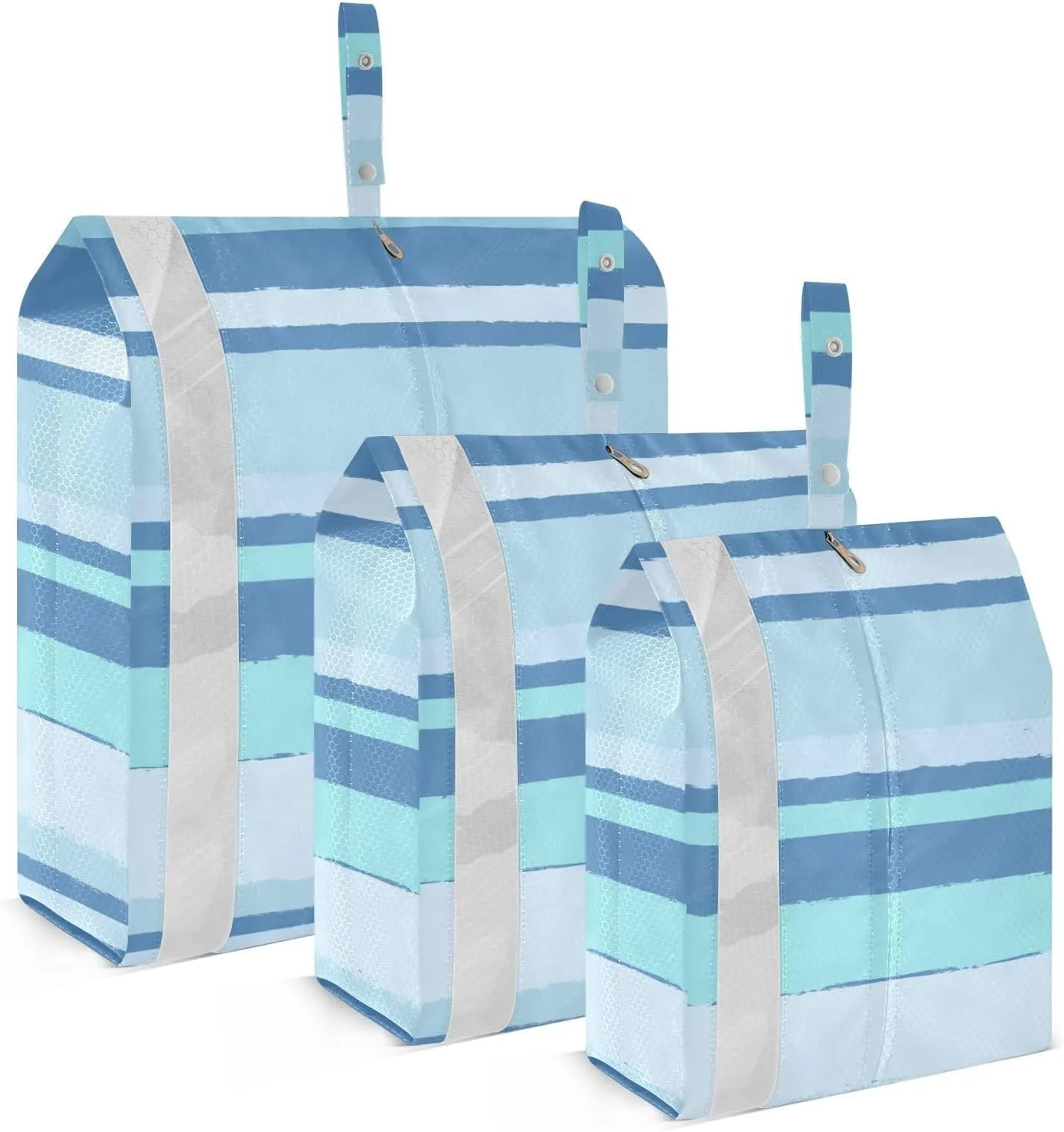 Stripes Blue 3 Set Travel Packing Cubes For Suitcases, Foldable, Garment Bag Closet Storage, Luggage Space Saver, Organizadores De Maletas Para