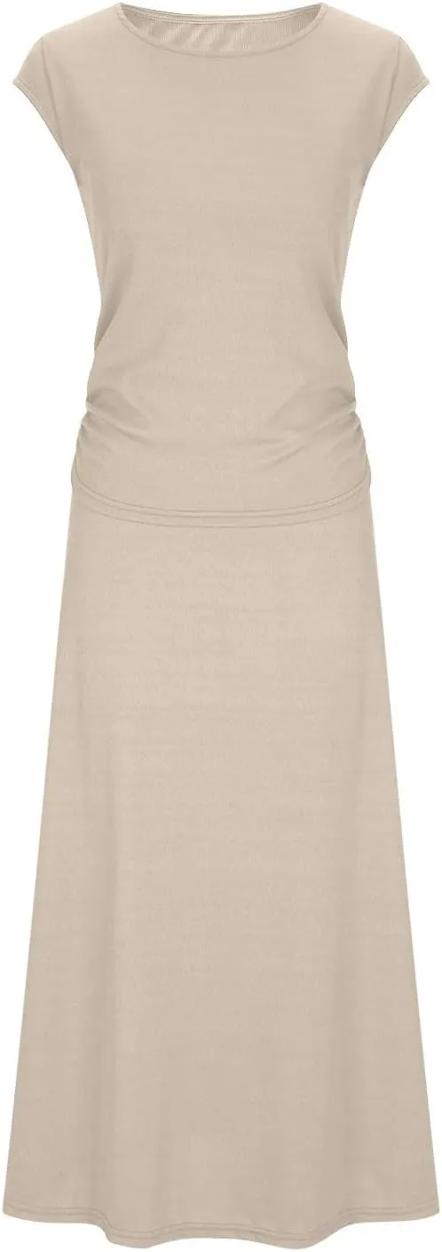 Summer Two Piece Sets For Women Short Sleeve Cropped Tops And Pleated Midi Skirt Lounge Sets Solid Travel Lounge Sets