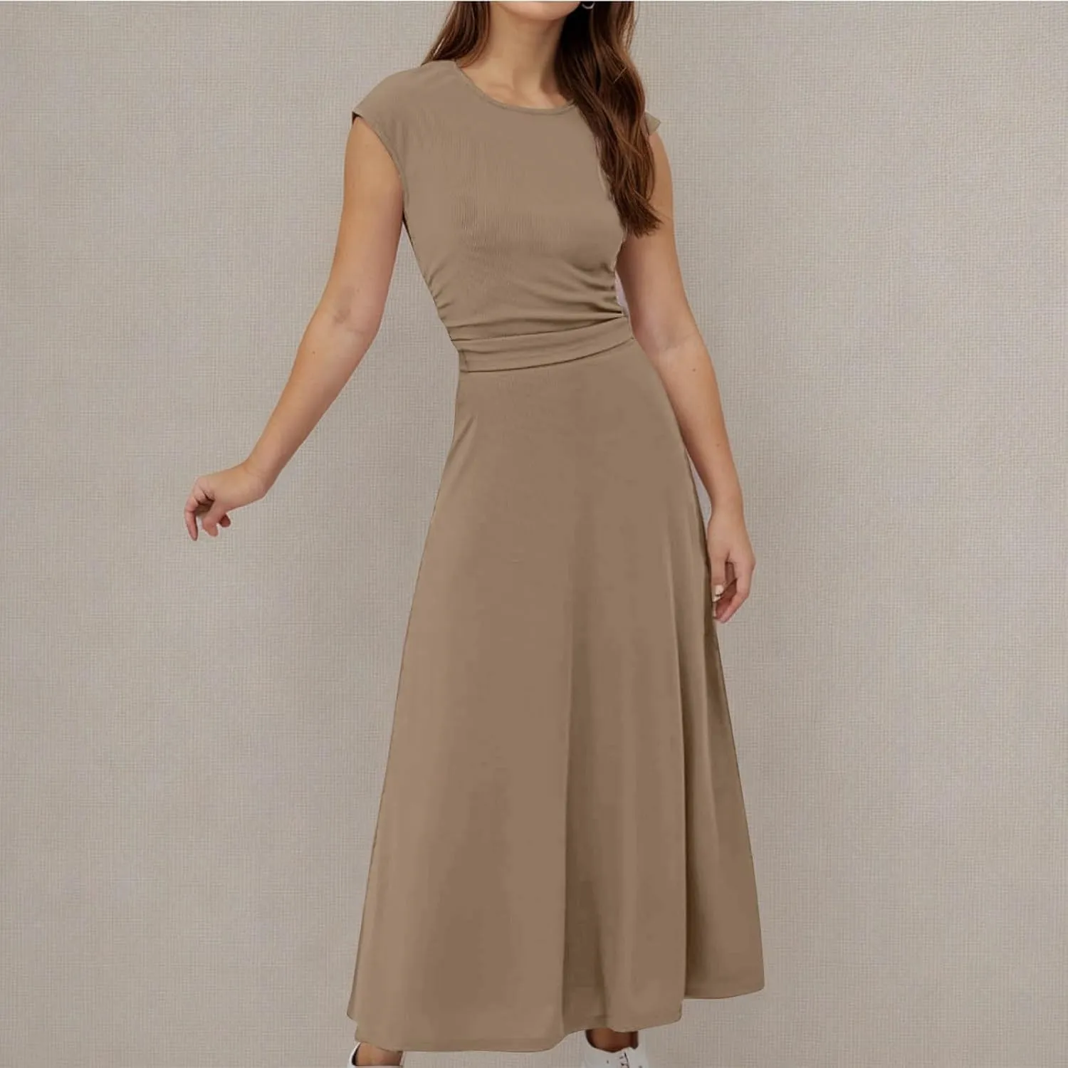 Summer Two Piece Sets For Women Short Sleeve Cropped Tops And Pleated Midi Skirt Lounge Sets Solid Travel Lounge Sets