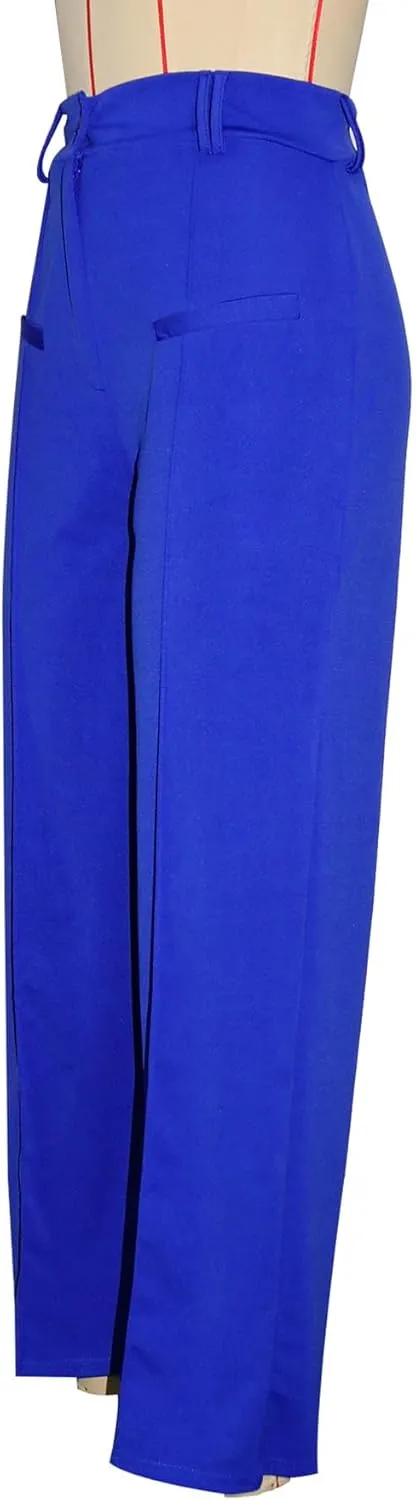 Tcremisa Women's Dressy Wide Leg Long Palazzo Pants Casual Straight Legs Loose High Waist Trousers(No Belt)
