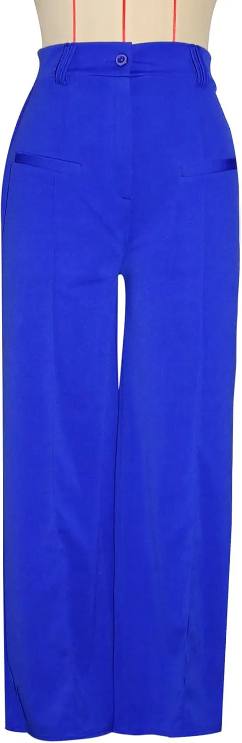 Tcremisa Women's Dressy Wide Leg Long Palazzo Pants Casual Straight Legs Loose High Waist Trousers(No Belt)