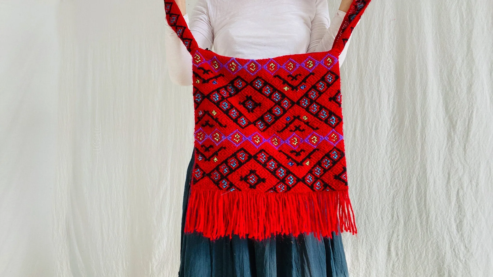 Tenejapa Hand-Embroidered Shoulder Bag. Tribal Chic. 0182