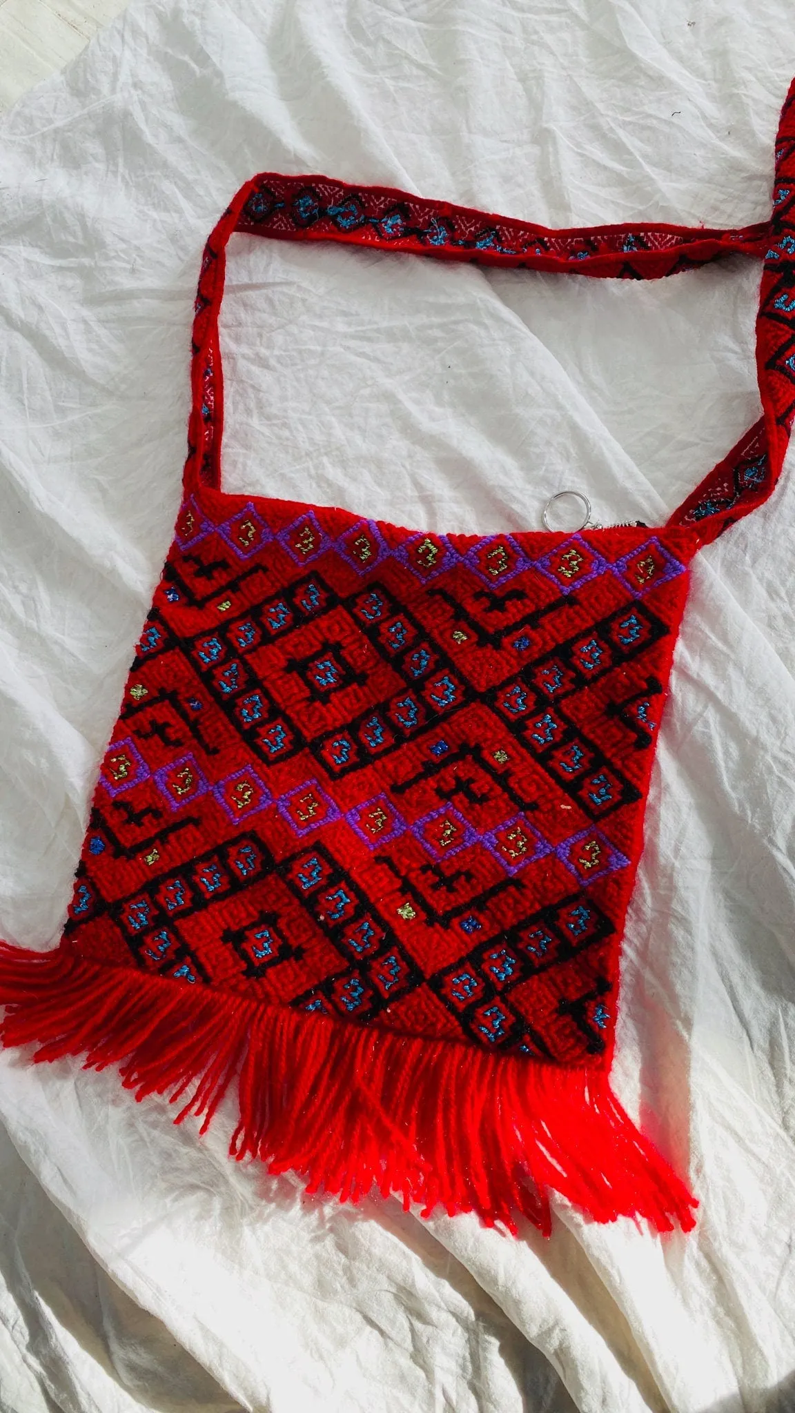 Tenejapa Hand-Embroidered Shoulder Bag. Tribal Chic. 0182