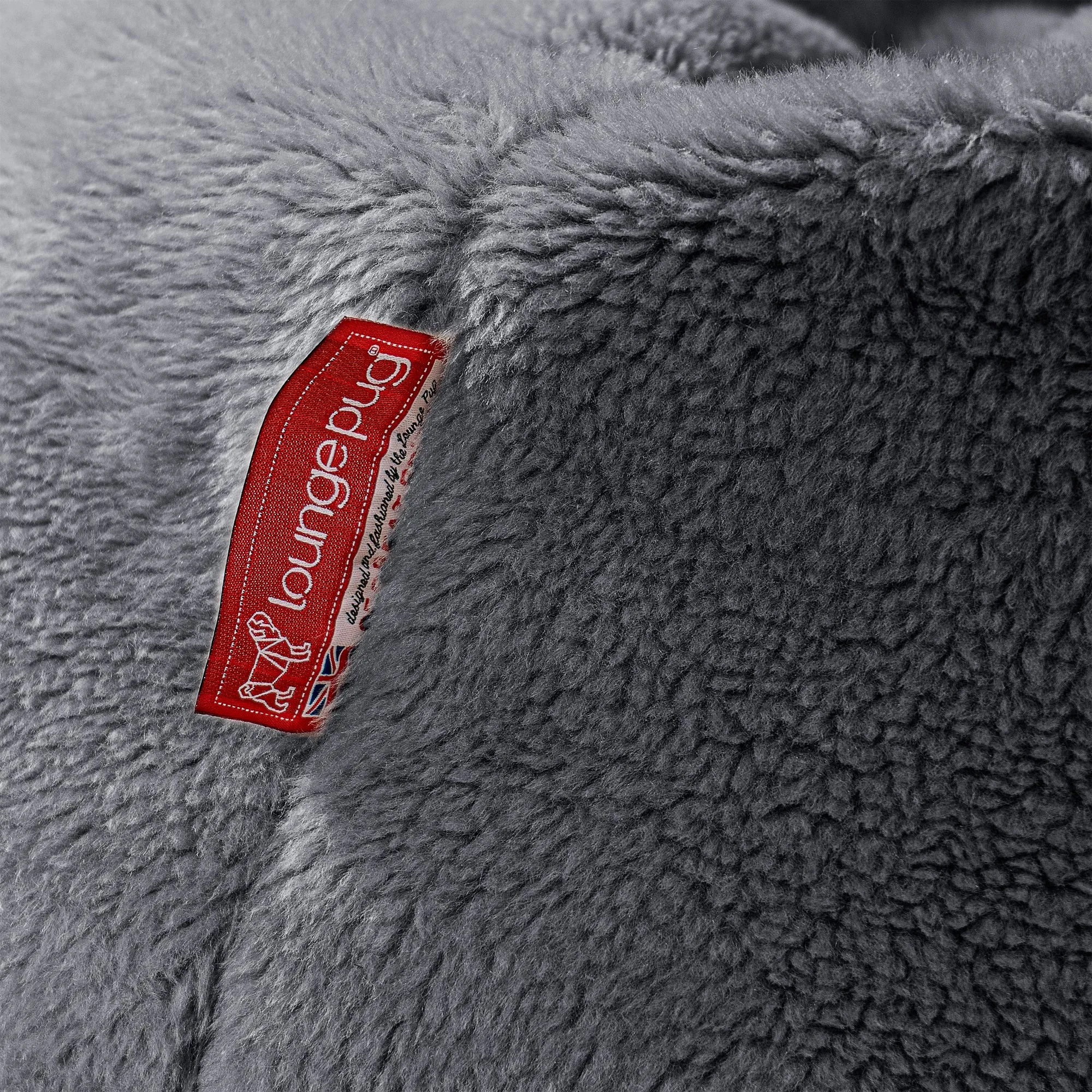 The 3 Seater Albert Sofa Bean Bag - Teddy Faux Fur Dark Grey