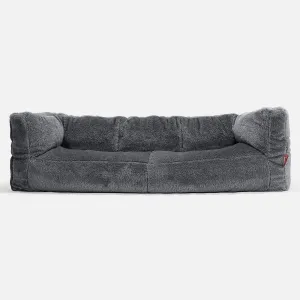 The 3 Seater Albert Sofa Bean Bag - Teddy Faux Fur Dark Grey